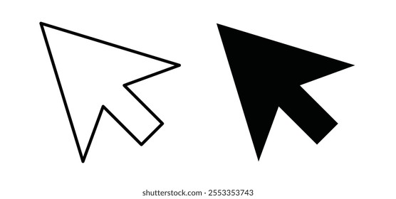 Mouse pointer icons in black filled and outlined style