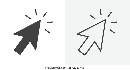 Mouse pointer icons. flat and line style set