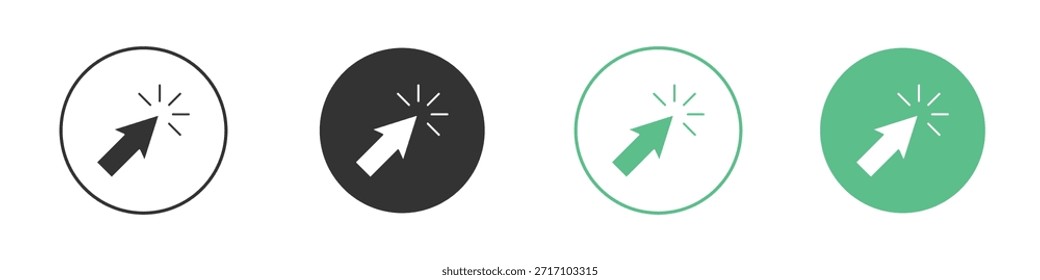 Iconos del puntero del ratón, línea y conjunto de iconos de silueta.