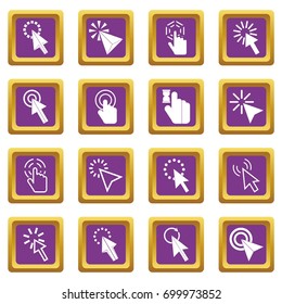 Mouse pointer icons set in purple color isolated vector illustration for web and any design