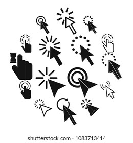 Mouse pointer icons set in simple style for any design