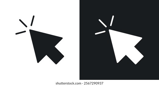 Mouse pointer icons in solid black and white colors