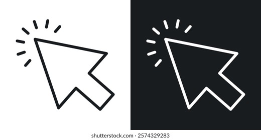 Mouse pointer icons in thin black and white stroke liner style