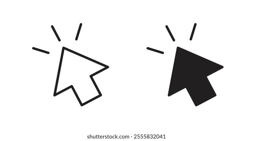 Mouse pointer outlined and solid icon vector collection.