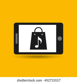 mouse pointer phone with shopping bag icon