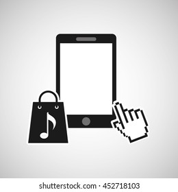 mouse pointer phone with shopping bag icon