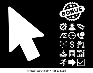 Mouse Pointer pictograph with bonus design elements. Vector illustration style is flat iconic symbols, white color, black background.