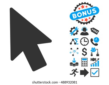 Mouse Pointer pictograph with bonus images. Vector illustration style is flat iconic bicolor symbols, blue and gray colors, white background.
