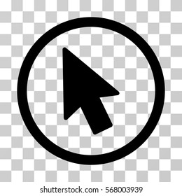 Mouse Pointer rounded icon. Vector illustration style is flat iconic symbol inside a circle, black color, transparent background. Designed for web and software interfaces.