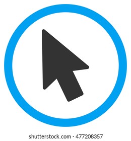 Mouse Pointer vector bicolor rounded icon. Image style is a flat icon symbol inside a circle, blue and gray colors, white background.