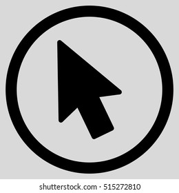 Mouse Pointer vector rounded icon. Image style is a flat icon symbol inside a circle, black color, light gray background.