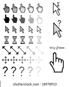 mouse pointers, arrow hand finger