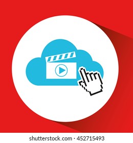 mouse pointing cloud storage icon, vector design