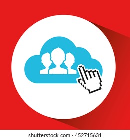mouse pointing cloud storage icon, vector design