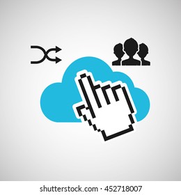 mouse pointing cloud storage icon, vector design