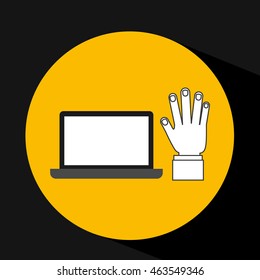mouse pointing laptop device icon, vector illustration