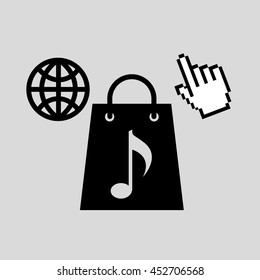 mouse pointing on music note icon, vector