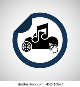 mouse pointing on music note icon, vector