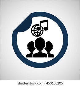 mouse pointing on music note icon, vector