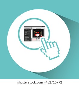 mouse pointing website music design icon, vector illustration