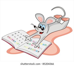 Mouse and primer, funny vector illustration