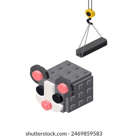 Mouse production concept on white background. Vector