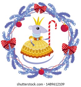 Mouse Queen, Christmas vector illustration