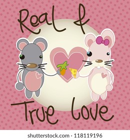 mouse and rabbit in love.