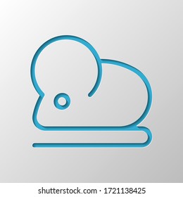 Mouse or rat, animal, outline design. Paper design. Cutted symbol with shadow