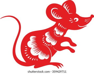 Mouse, rat. Chinese paper cut zodiac.