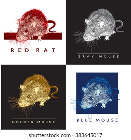 Mouse, Rat. Colored Vector Image.