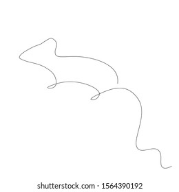 Mouse rat continuous line drawing, vector illustration