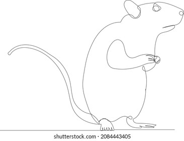 Mouse, Rat Drawing By One Continuous Line Sketch