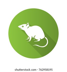 Mouse, rat flat design long shadow glyph icon. Rodent. Pest. Vector silhouette illustration