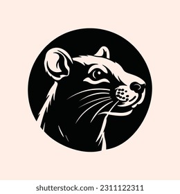 mouse rat head silhouette vector logo