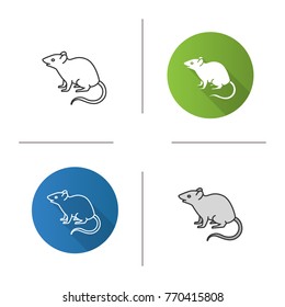 Mouse, rat icon. Flat design, linear and color styles. Rodent. Pest. Isolated vector illustrations