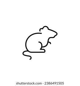 Mouse rat line icon isolated on white background