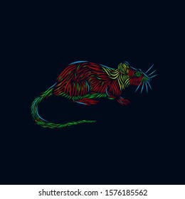 the mouse rat line pop art potrait design colorful logo with dark background