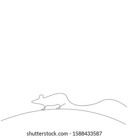 Mouse rat one line drawing, vector illustration