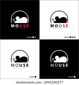 mouse rat pest control silhouette logo set design template