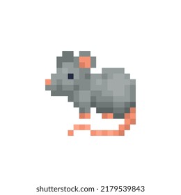 Mouse, rat pixel art icon. Design for logo, sticker and mobile app. Isolated vector illustration.