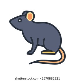 Mouse, rat, rodent flat color vector icon for apps and websites