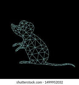 mouse or rat symbol of 2020 on the Chinese calendar. animal according to the Asian horoscope. low poly line art in triangle. geometric polygon. vector illustration