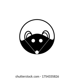 Mouse or rat white and black logo design