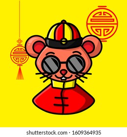The mouse rat zodiac sign of Chinese logo on lunar new year