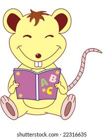 a mouse reading a book