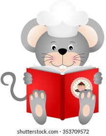 Mouse reading a cookbook