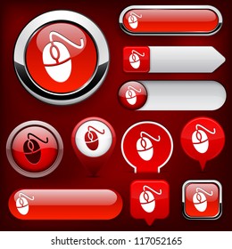 Mouse red design elements for website or app. Vector eps10.