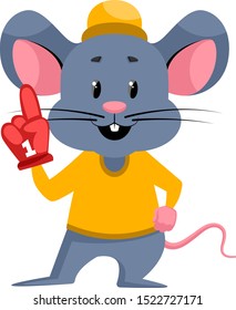 Ratón con guante rojo, ilustración, vector sobre fondo blanco.