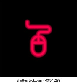 Mouse red glowing neon ui ux icon. Glowing sign logo vector